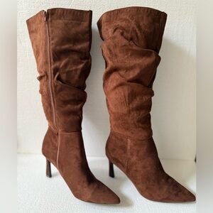 Brown Suede Knee-High Boots